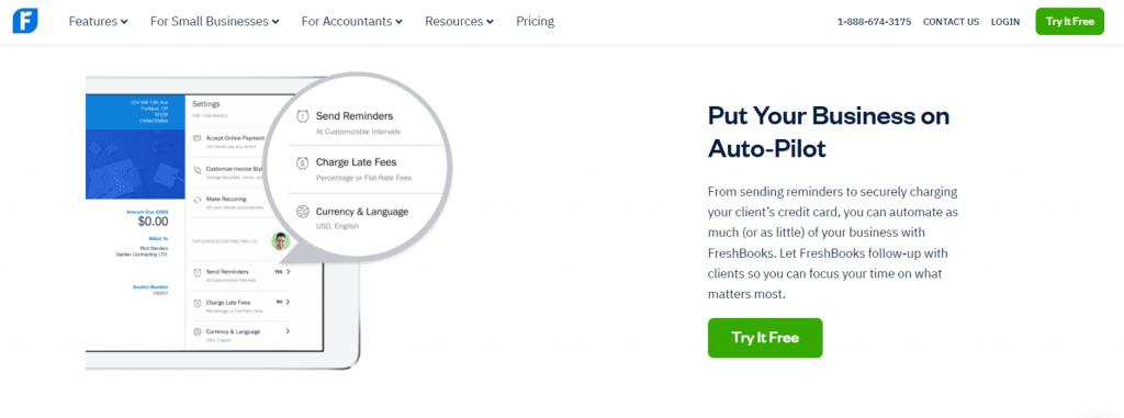 Freshbooks: Best Invoice Reminder Software