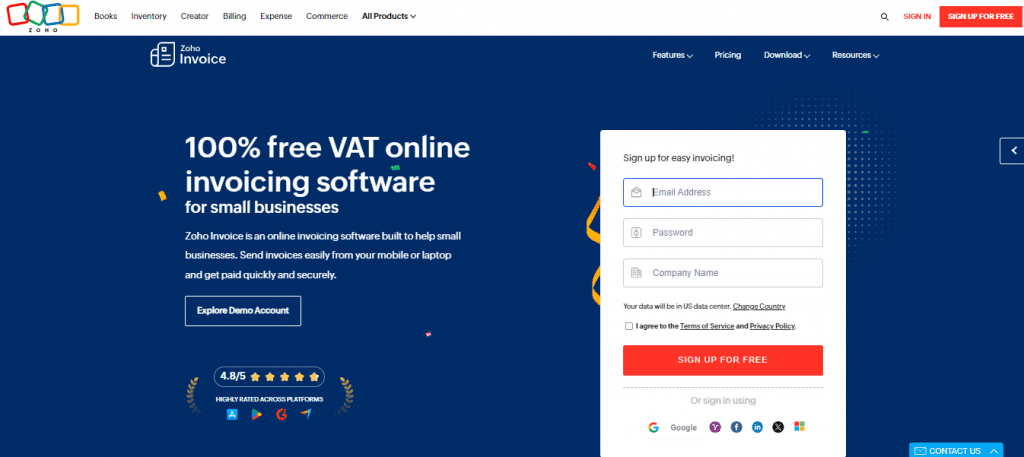 Zoho: Top VAT Invoicing Software in UAE