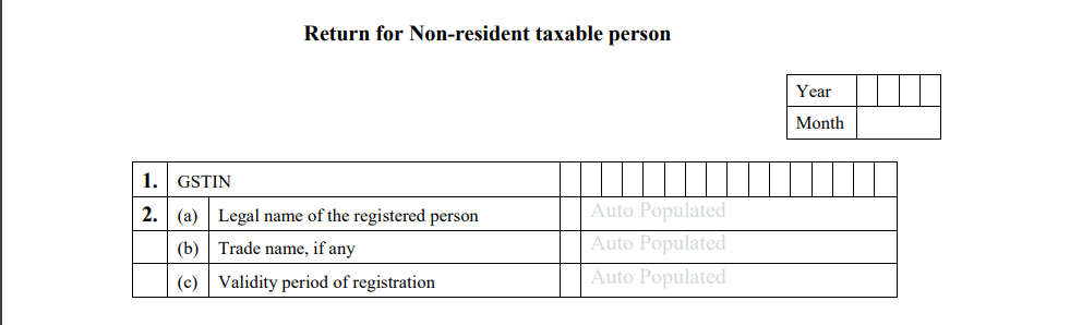 GSTR 5 Return for non-resident taxable person