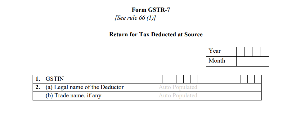 GSTR 7 return for tax deducted at source